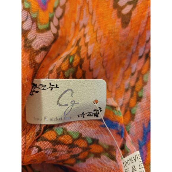 70's Lot of 3 NEW CG Infinity Scarves Orange Green Yellow Chevron - Picture 2 of 12